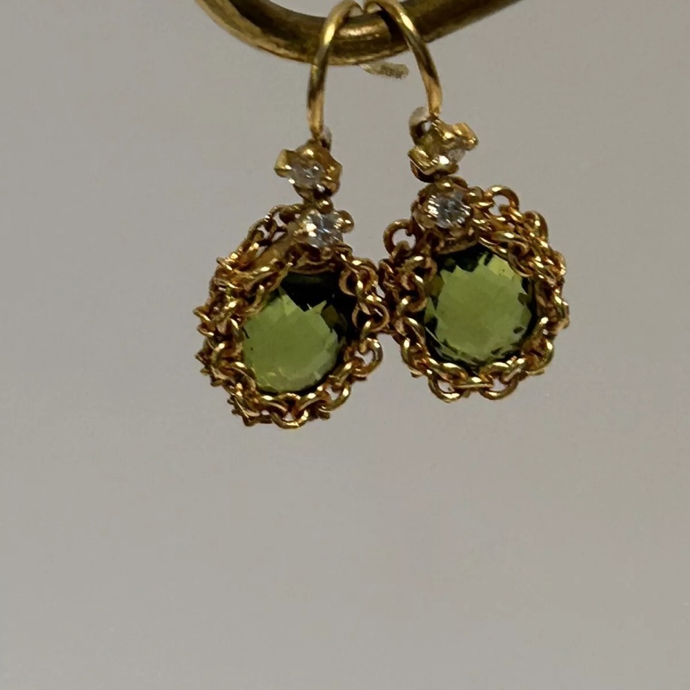 Vintage Anthony Nak Diamond Peridot Earrings